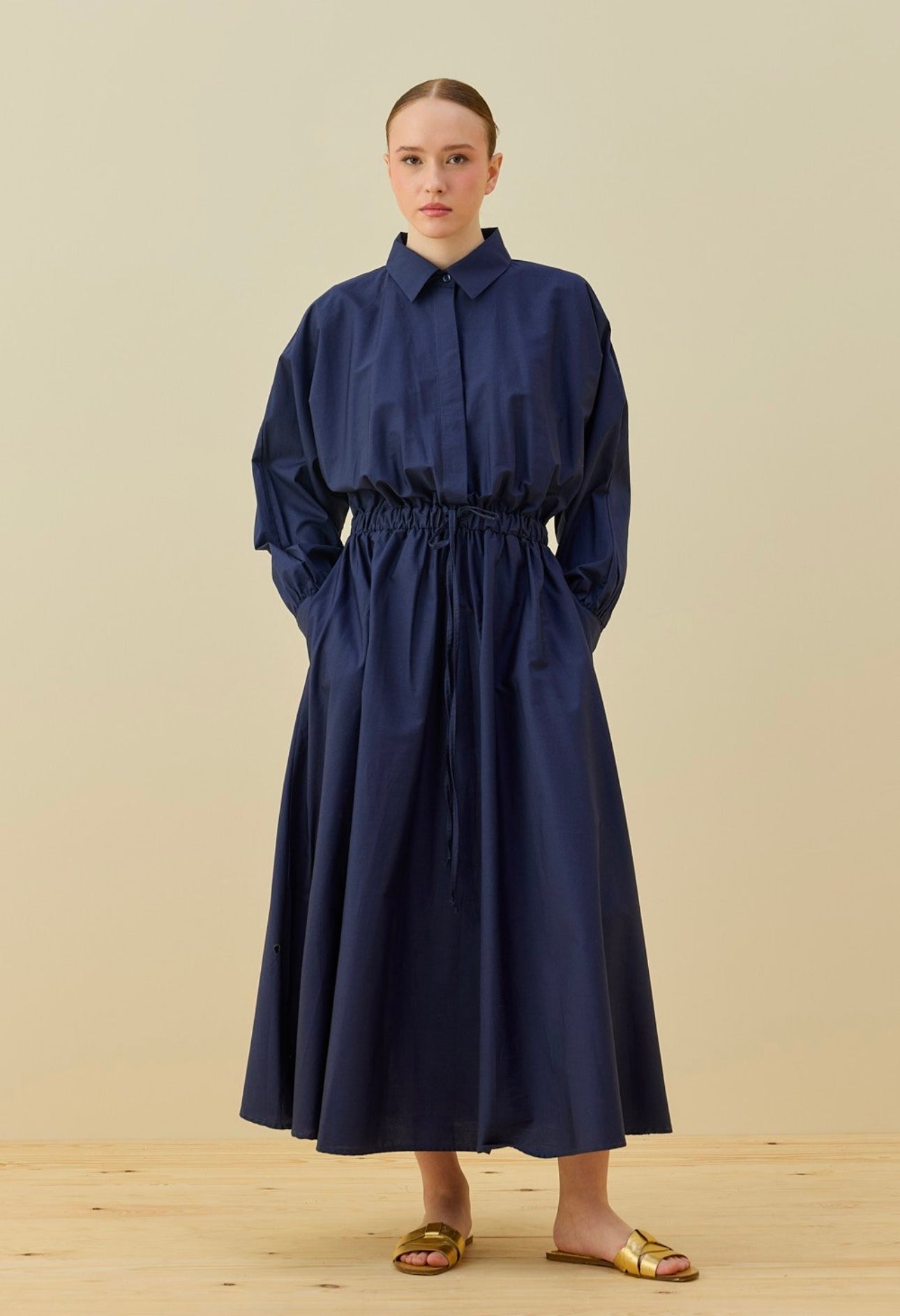 Poplin Kleid mit Gummizug