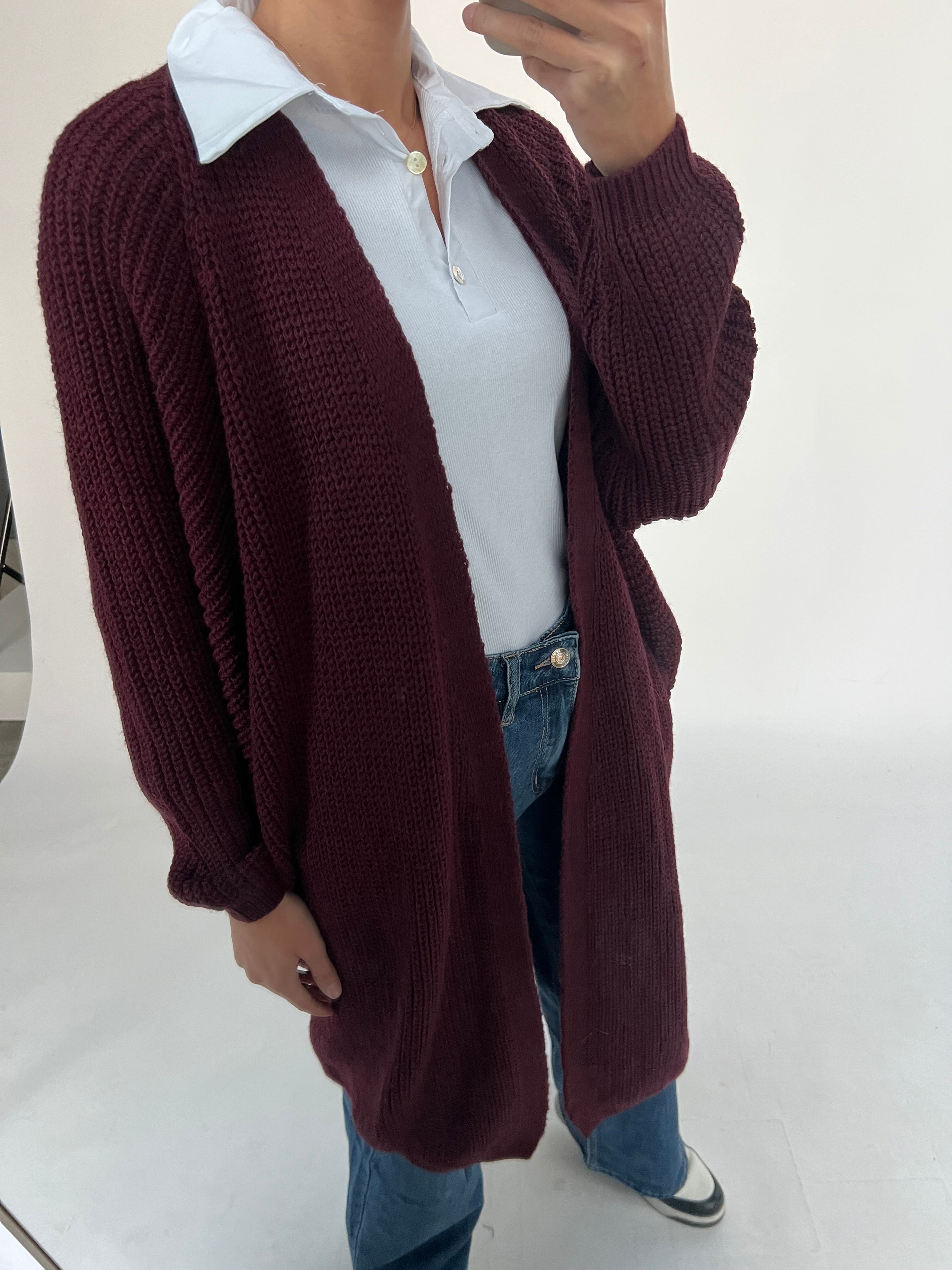 Long Cardigan Bordeaux