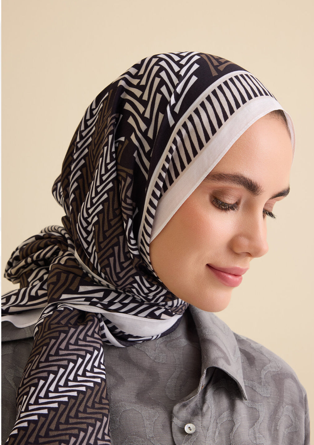 Imannoor Balık Sırtı Floş Viskose Schal