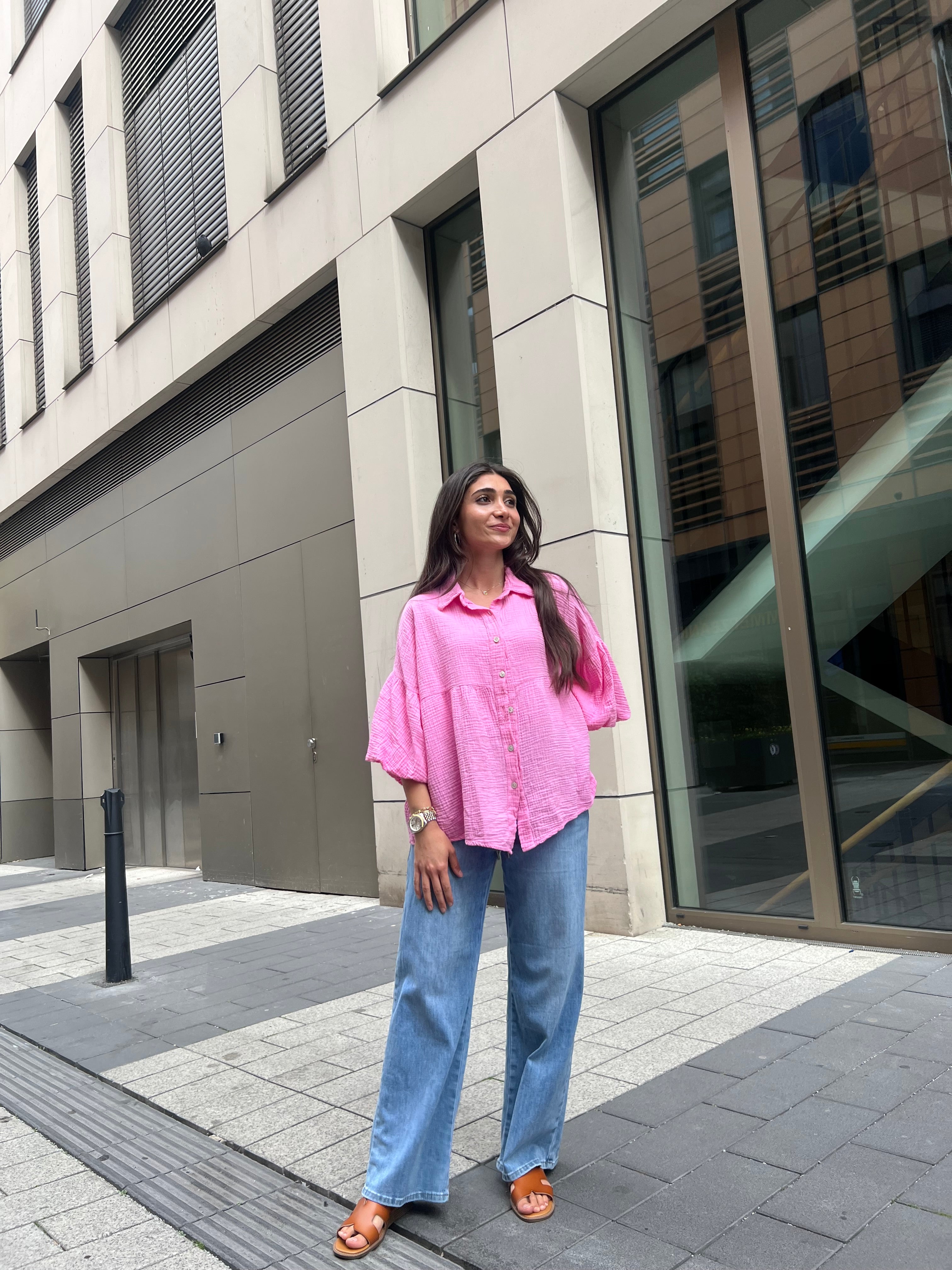 Musselin Bluse mit Volantärmel