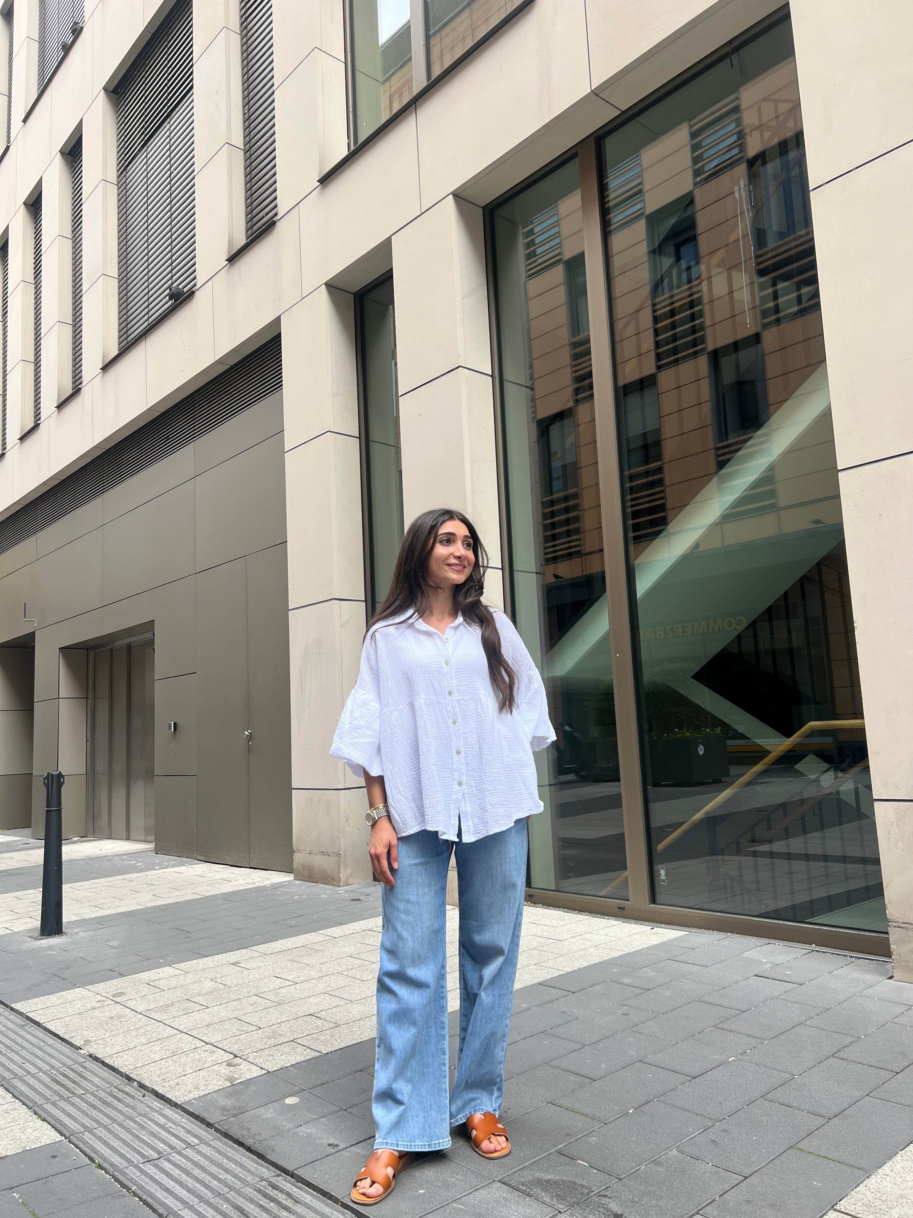 Musselin Bluse mit Volantärmel