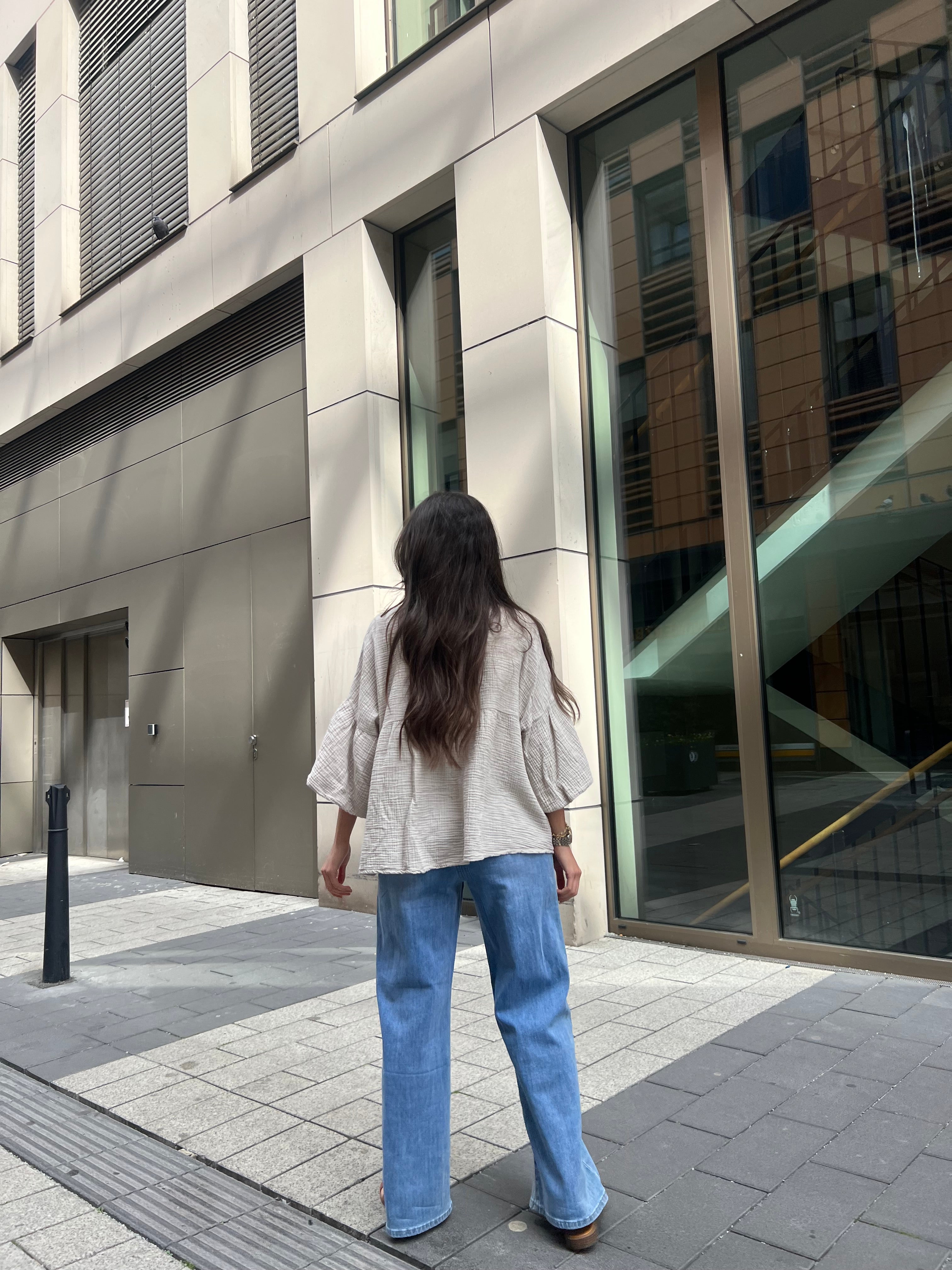 Musselin Bluse mit Volantärmel
