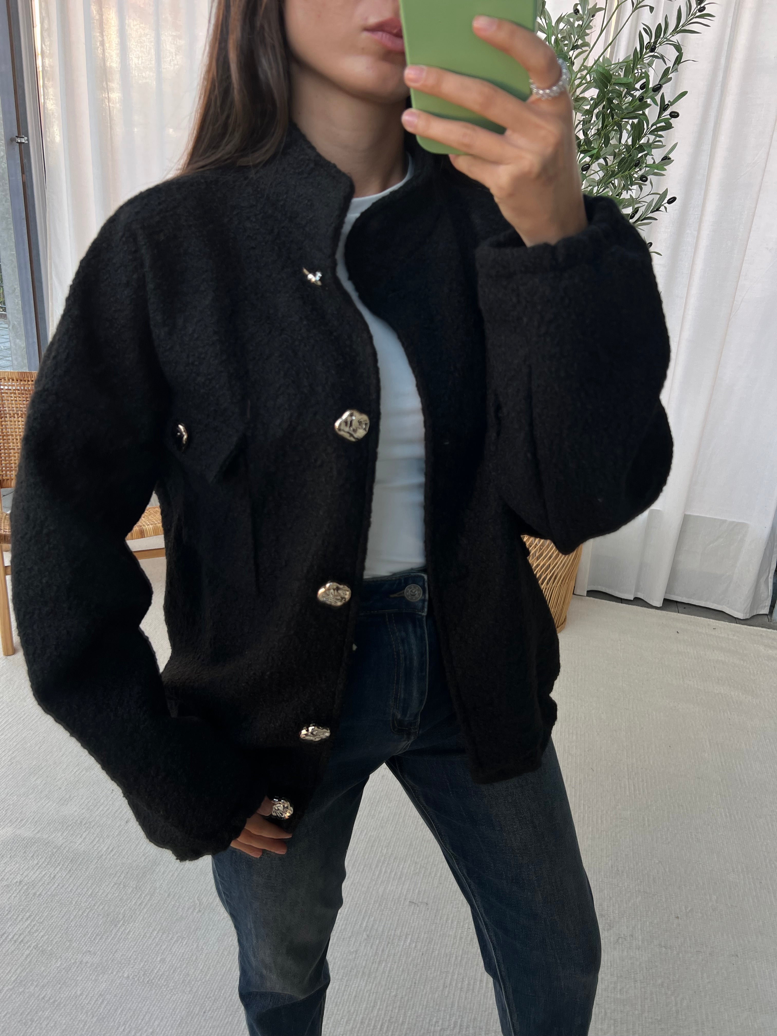 Bouclé Bomber Jacke
