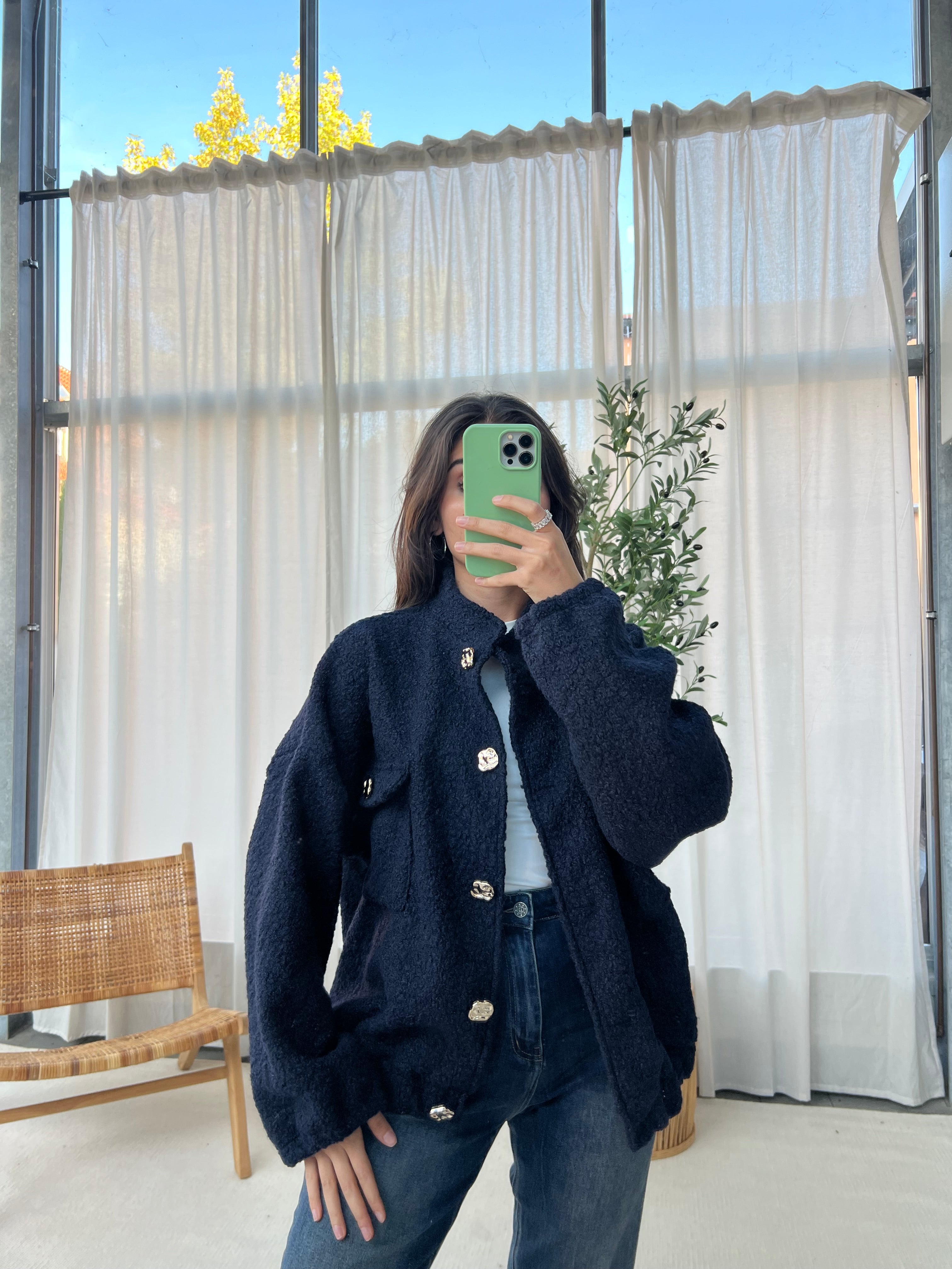 Bouclé Bomber Jacke