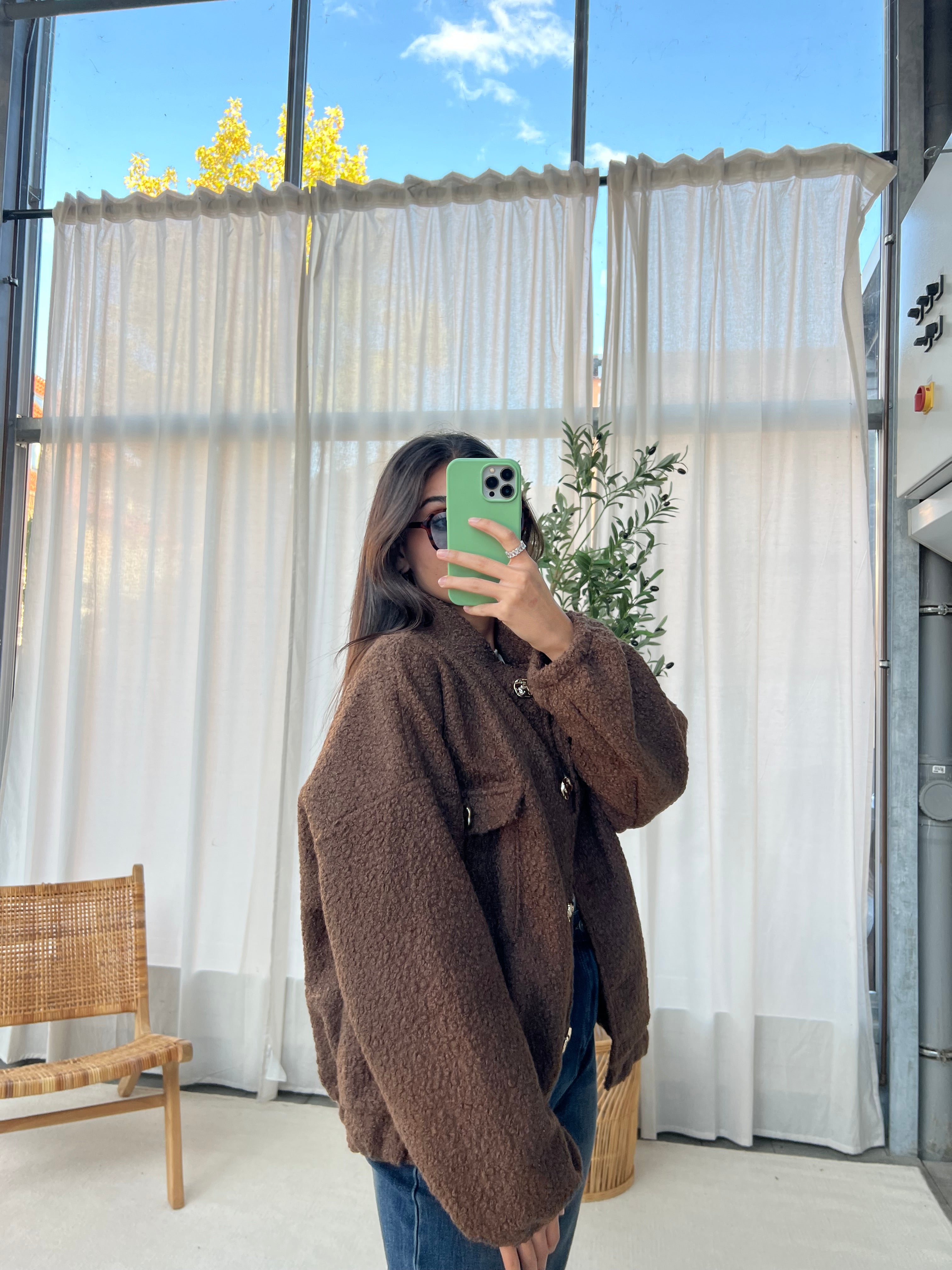 Bouclé Bomber Jacke