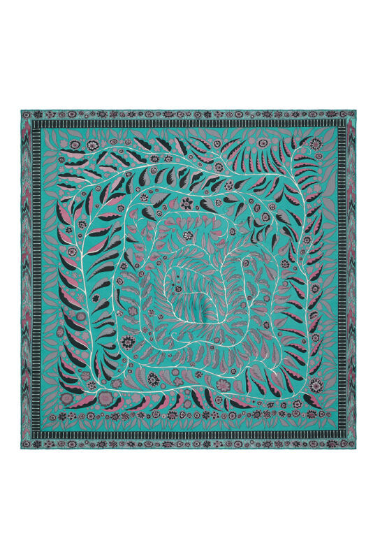 Labyrinth Ivy Twill Silk Scarf Purple-Blue