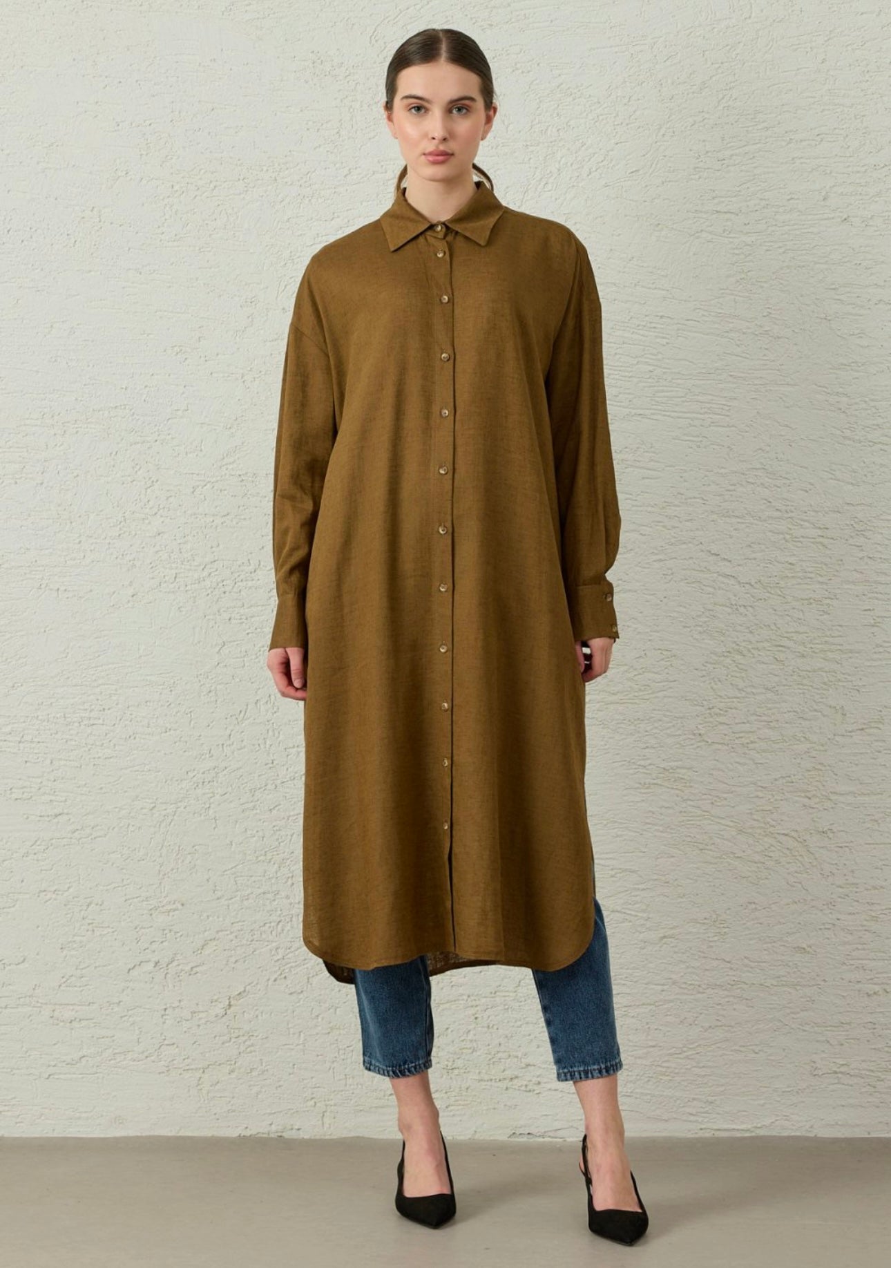Lange Tunika aus Leinen