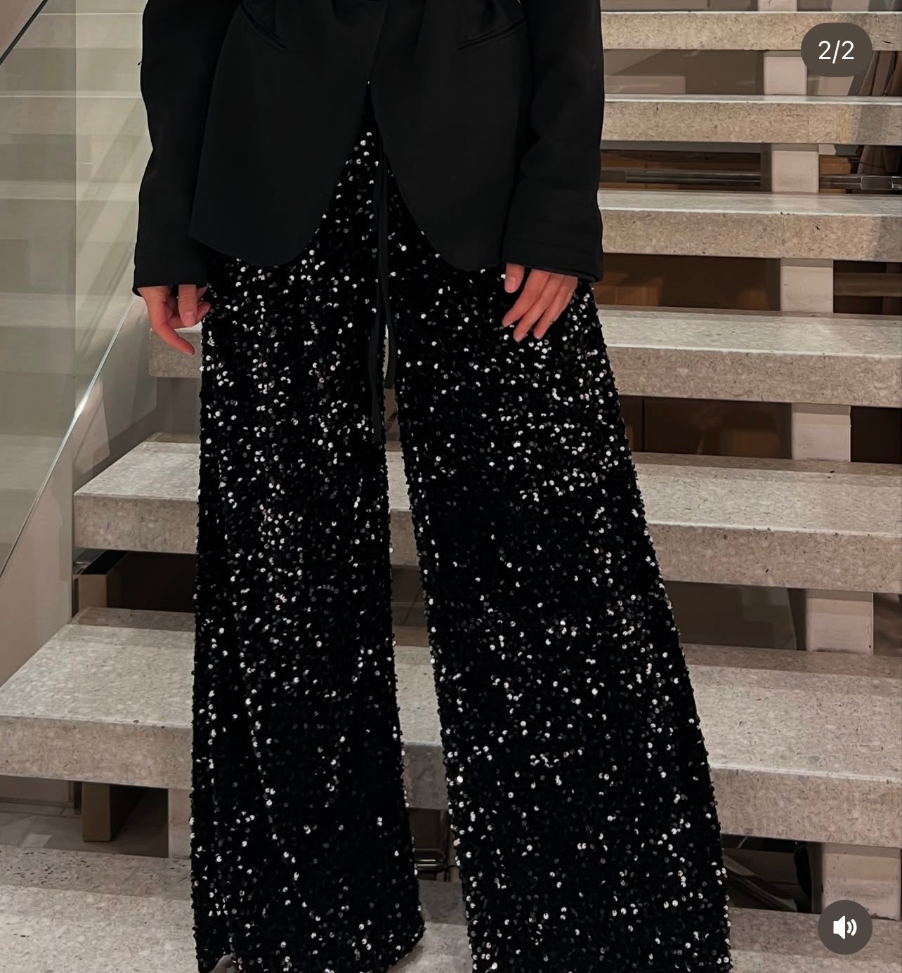 Pailletten Hose mit Gummizug