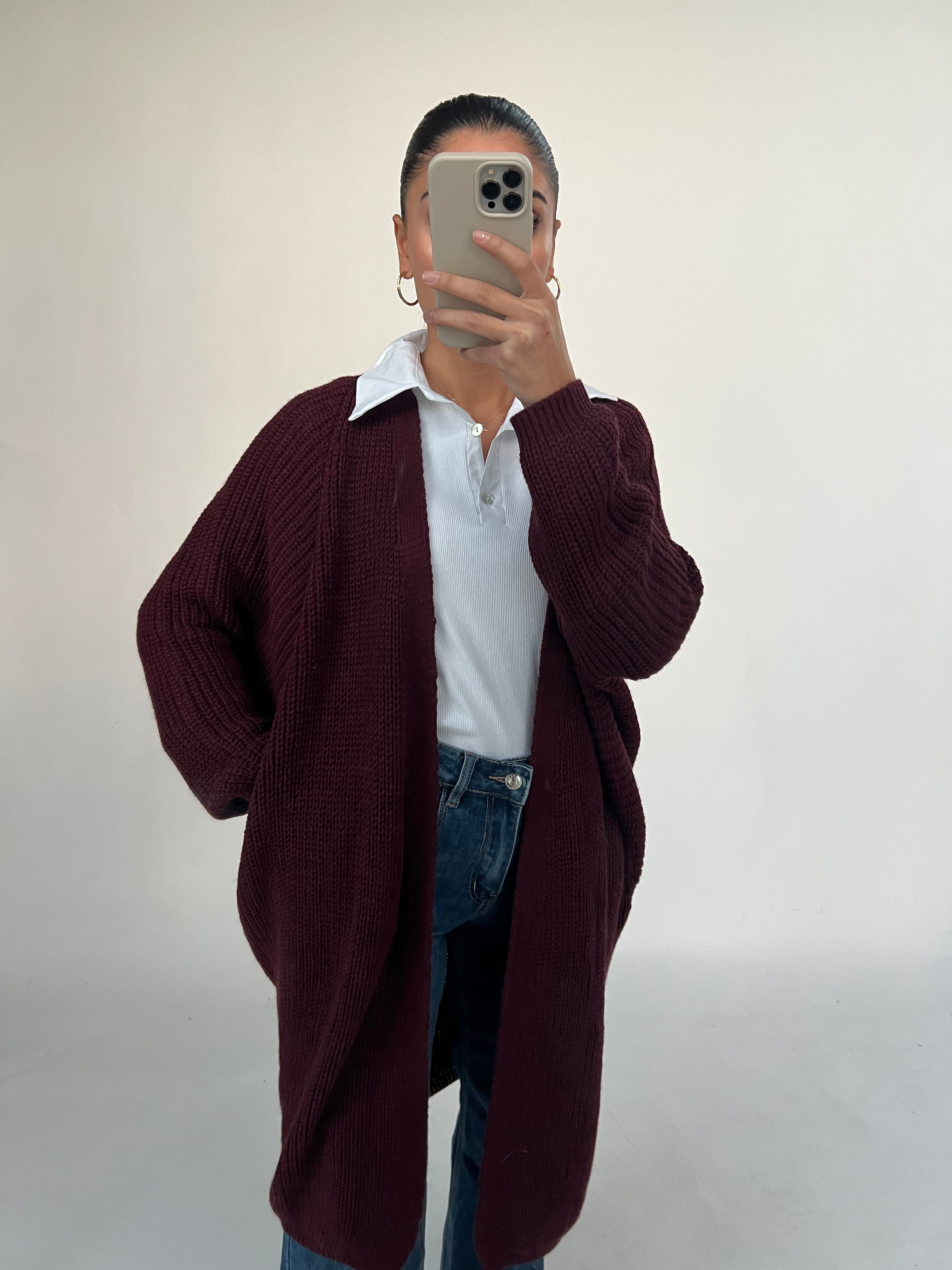 Long Cardigan Bordeaux