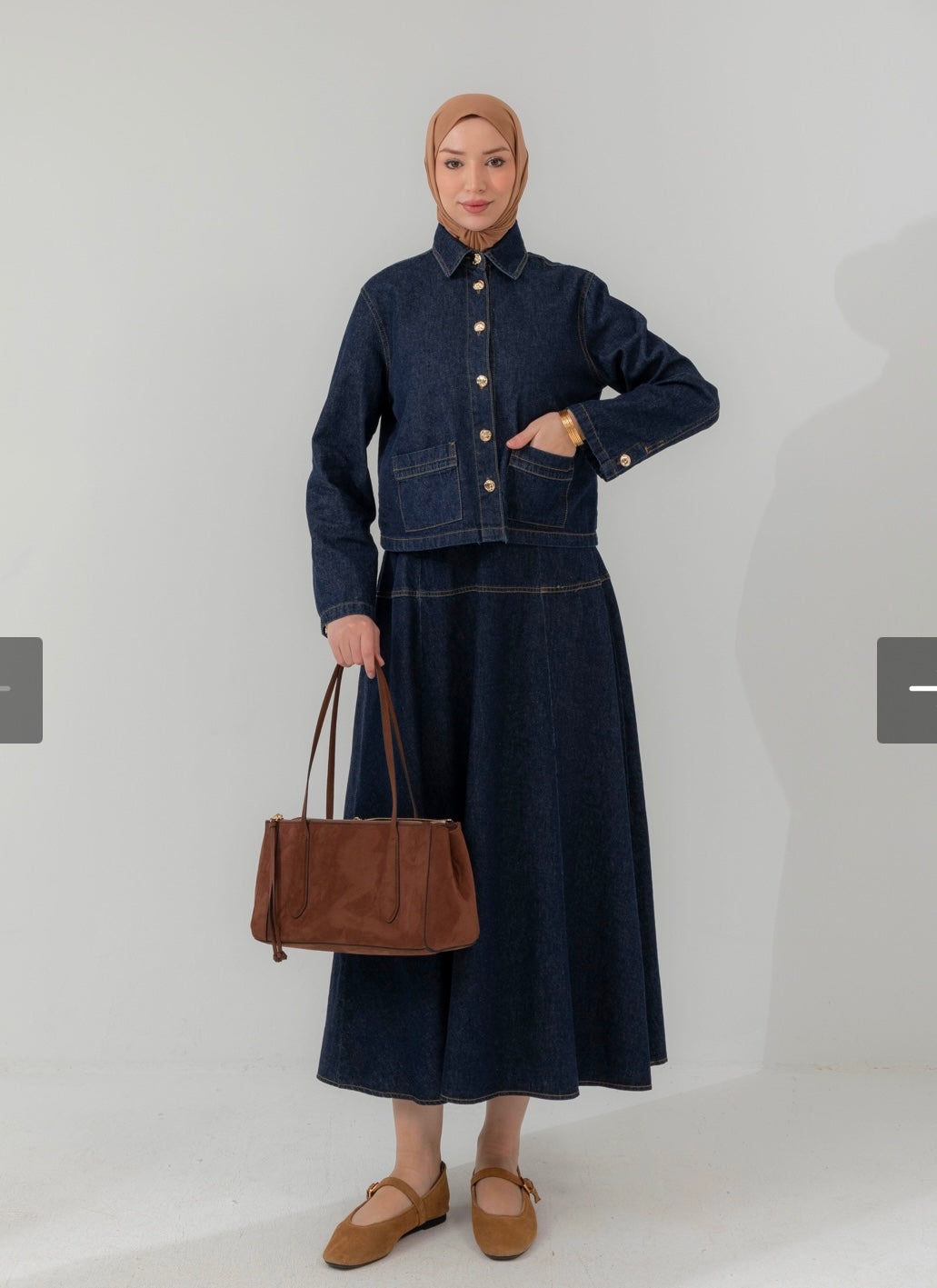 Denim 2-Teiler mit Rock