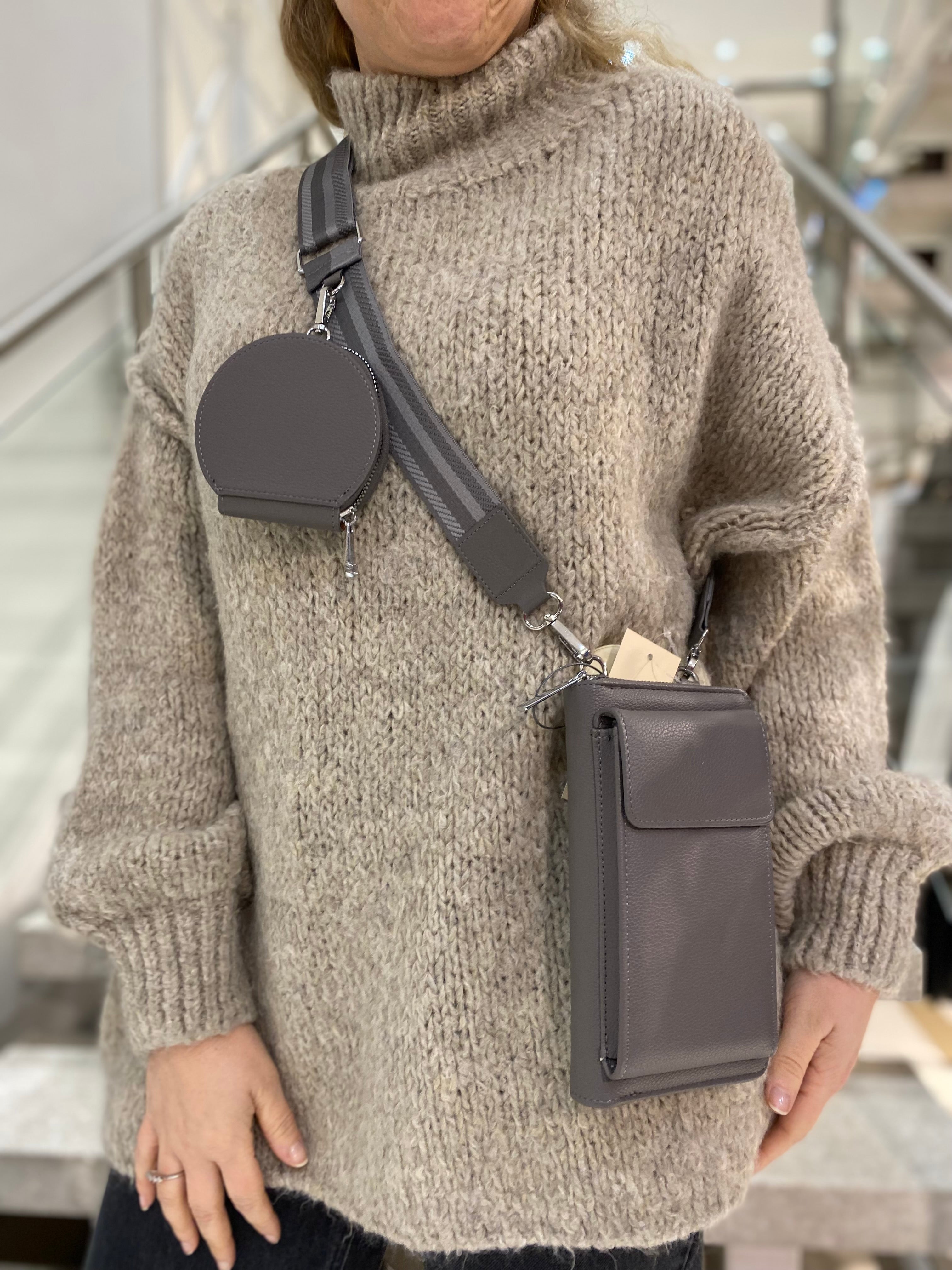 Pale purse cell phone bag with pocket belt