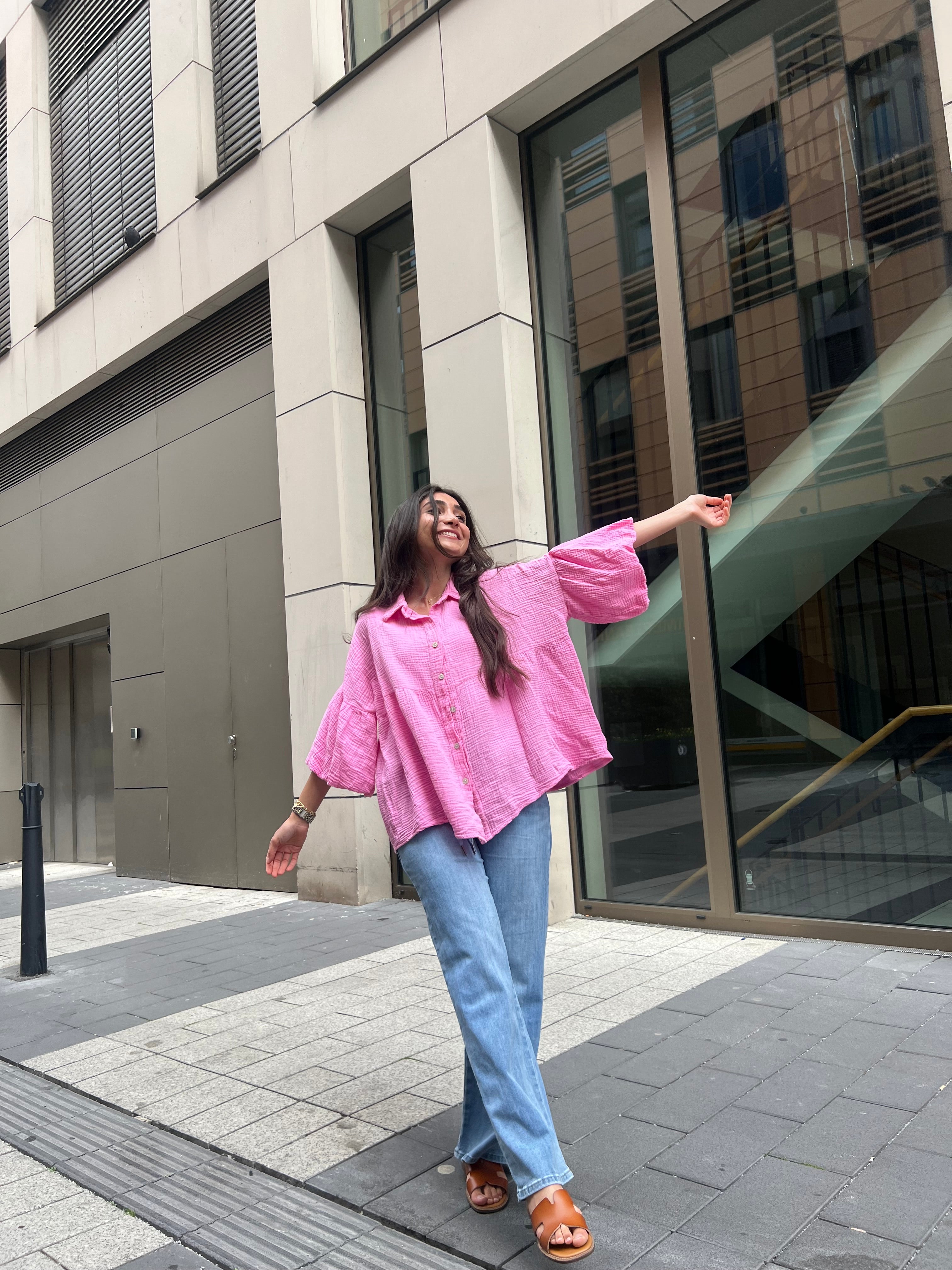 Musselin Bluse mit Volantärmel