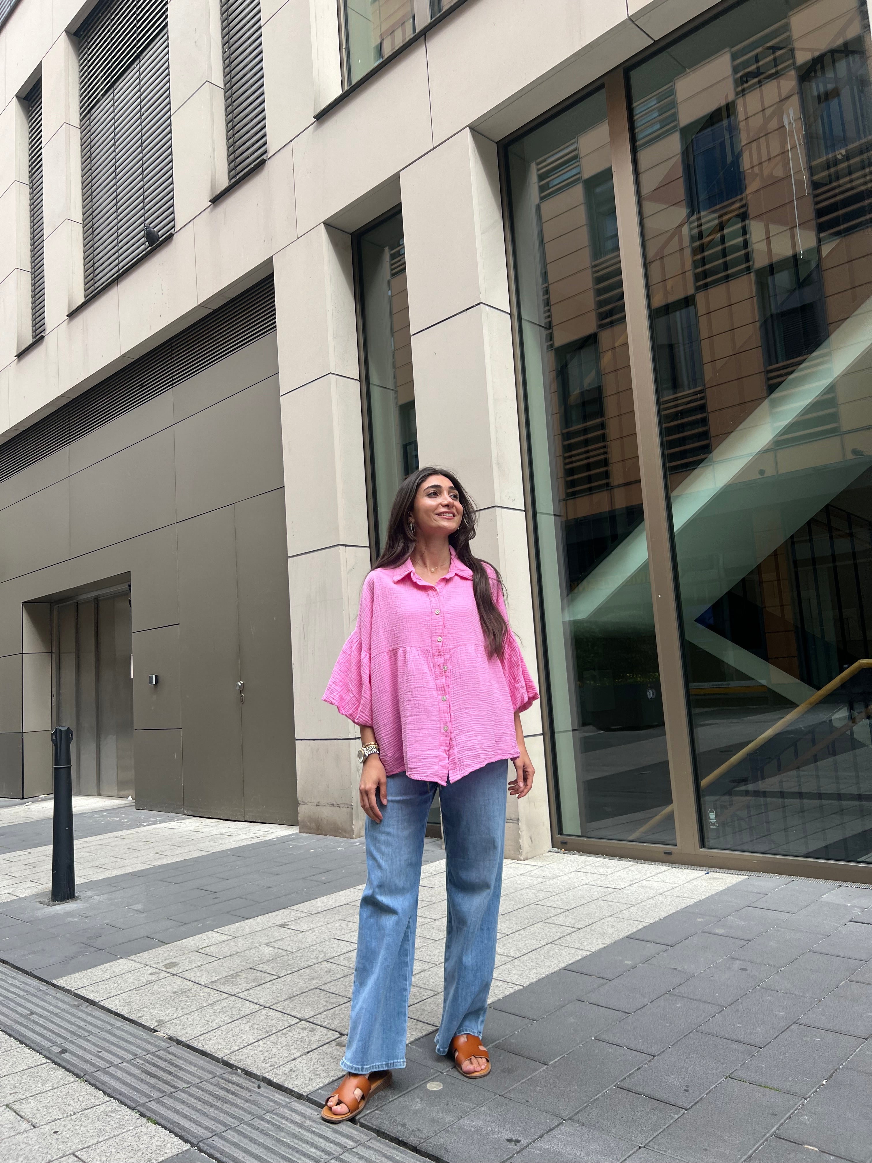 Musselin Bluse mit Volantärmel