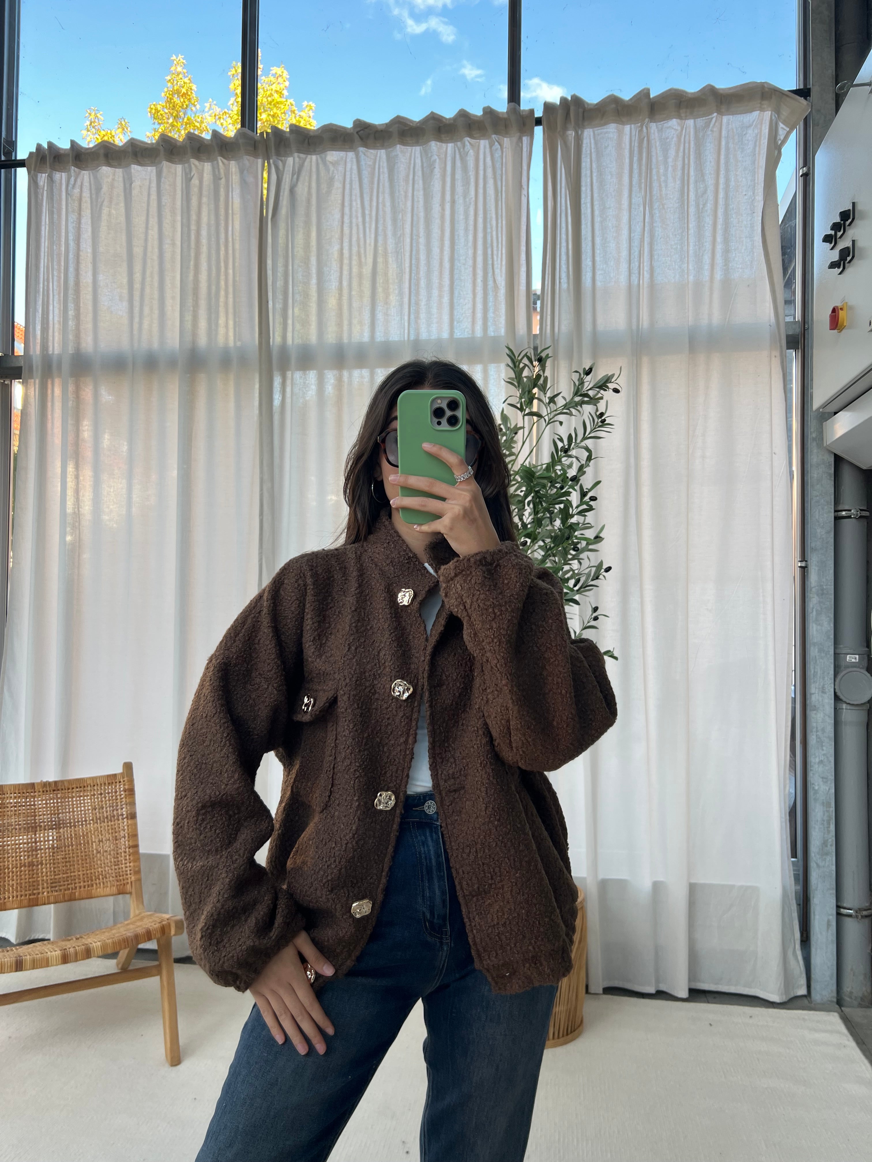 Bouclé Bomber Jacke
