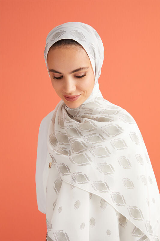 Drops Silk Shawl White