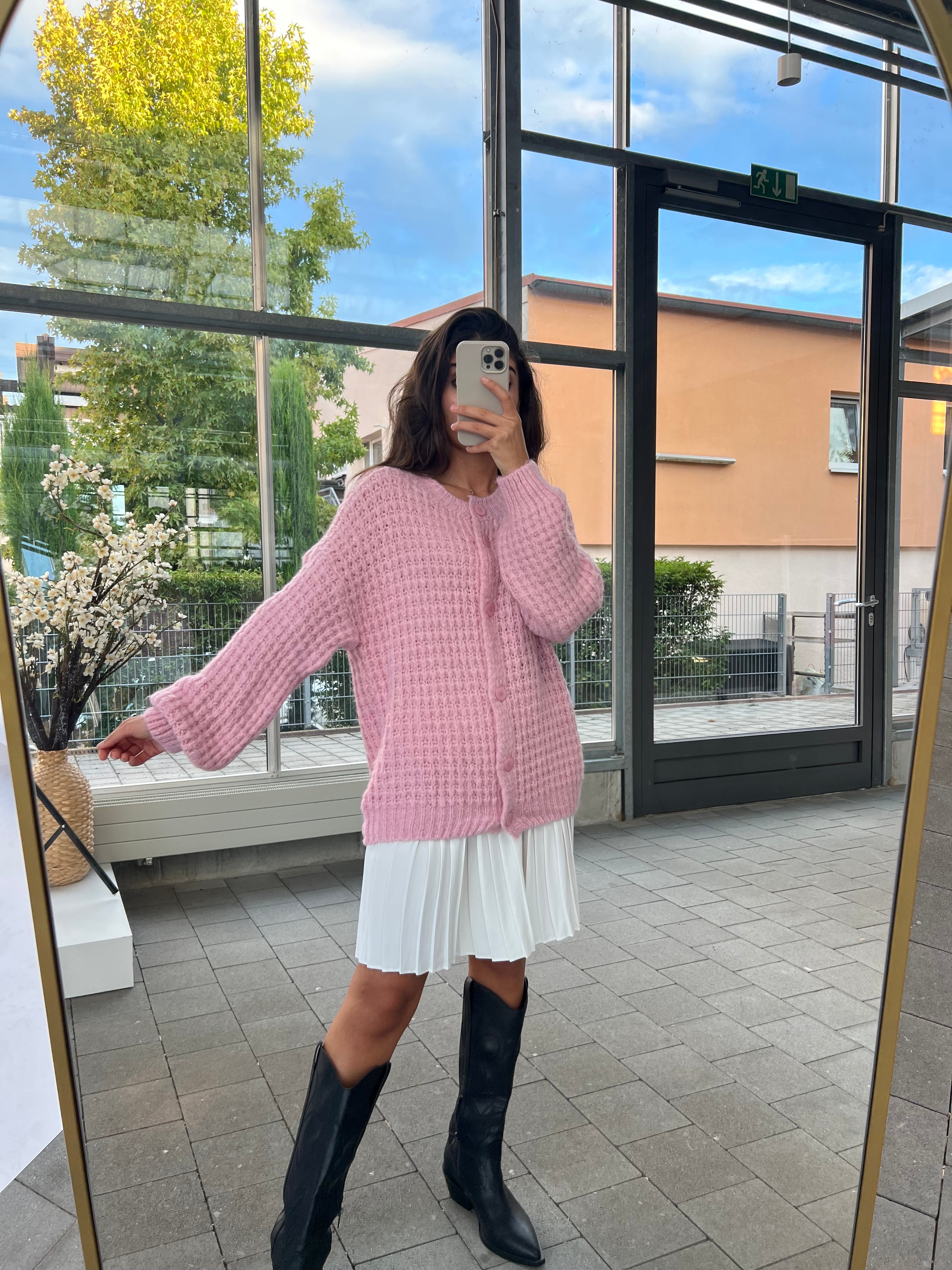 Cardigan mit Struktur in Rosa