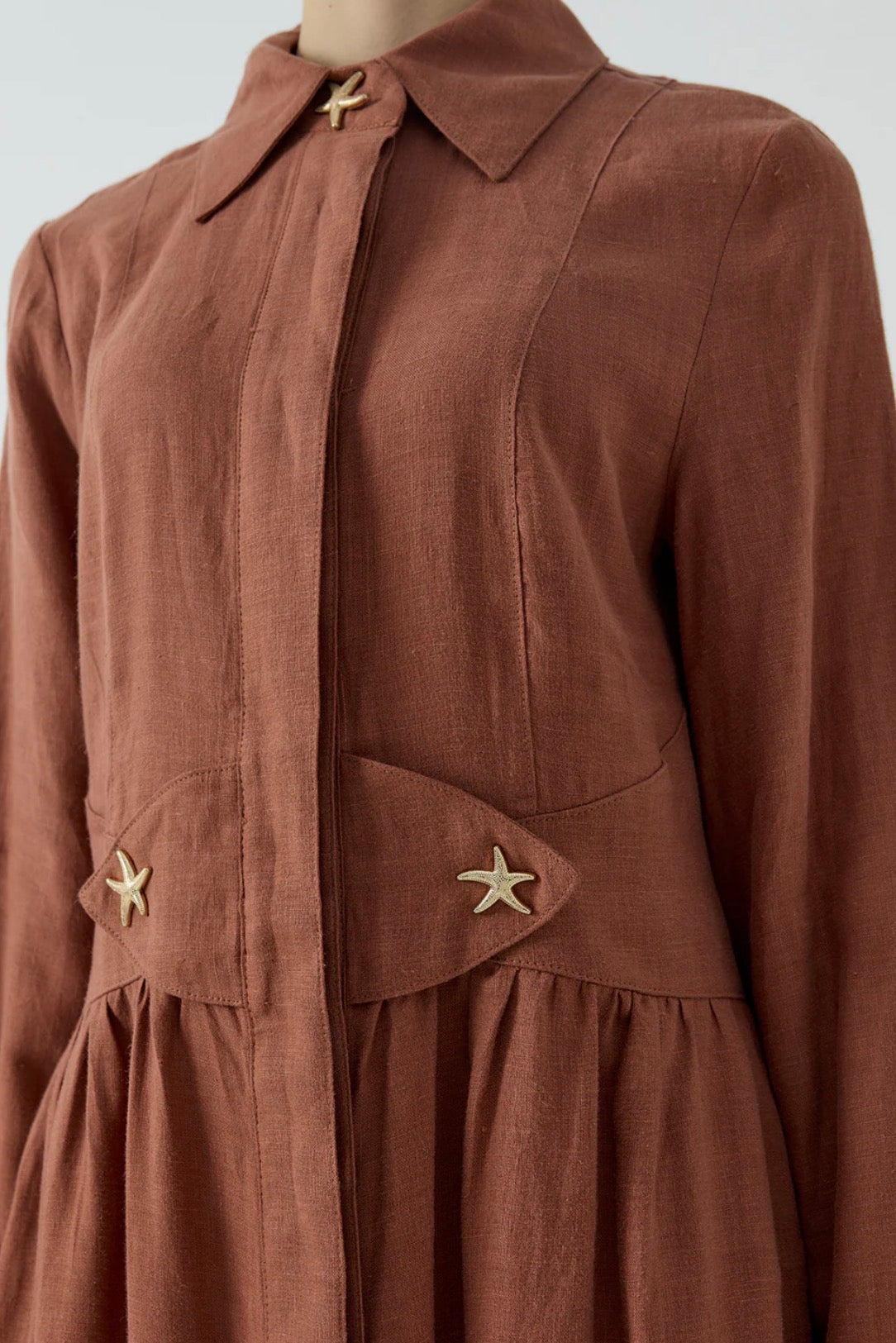 Clande Leinen-Hemdblusenkleid