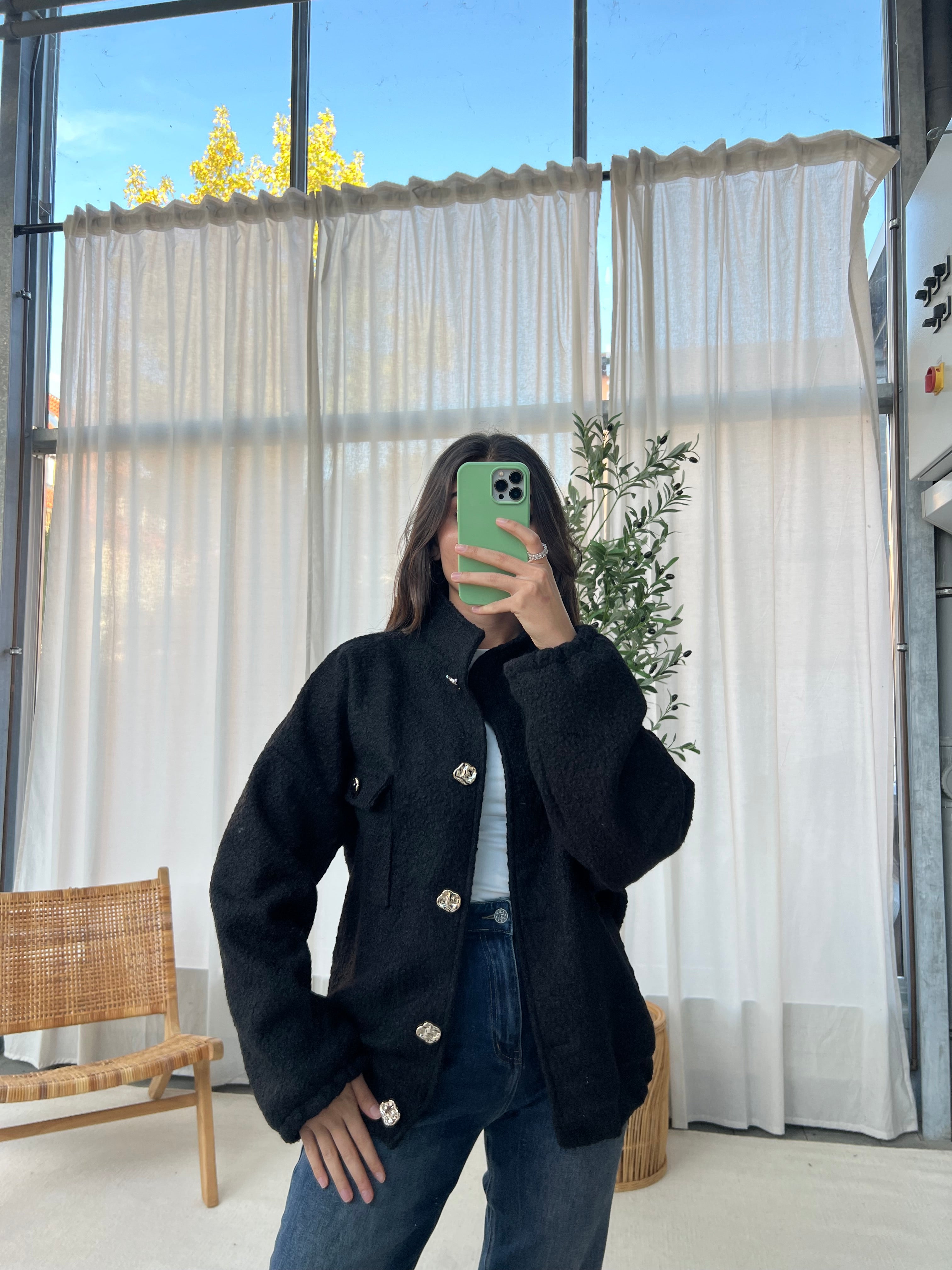 Bouclé Bomber Jacke