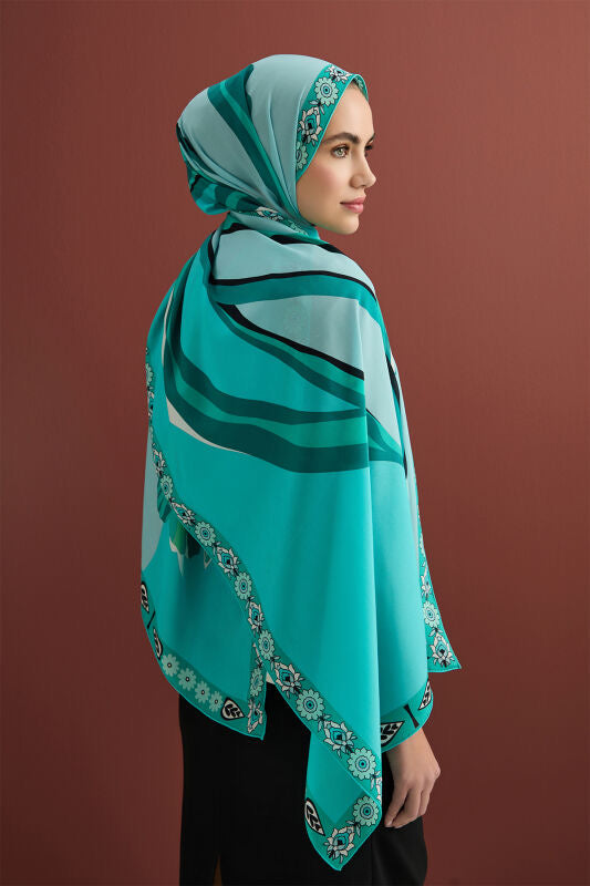 Tulip Silk Shawl Turquoise