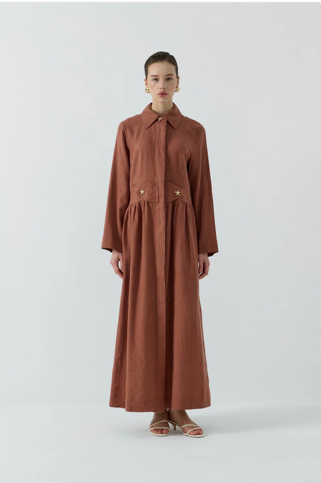 Clande Leinen-Hemdblusenkleid