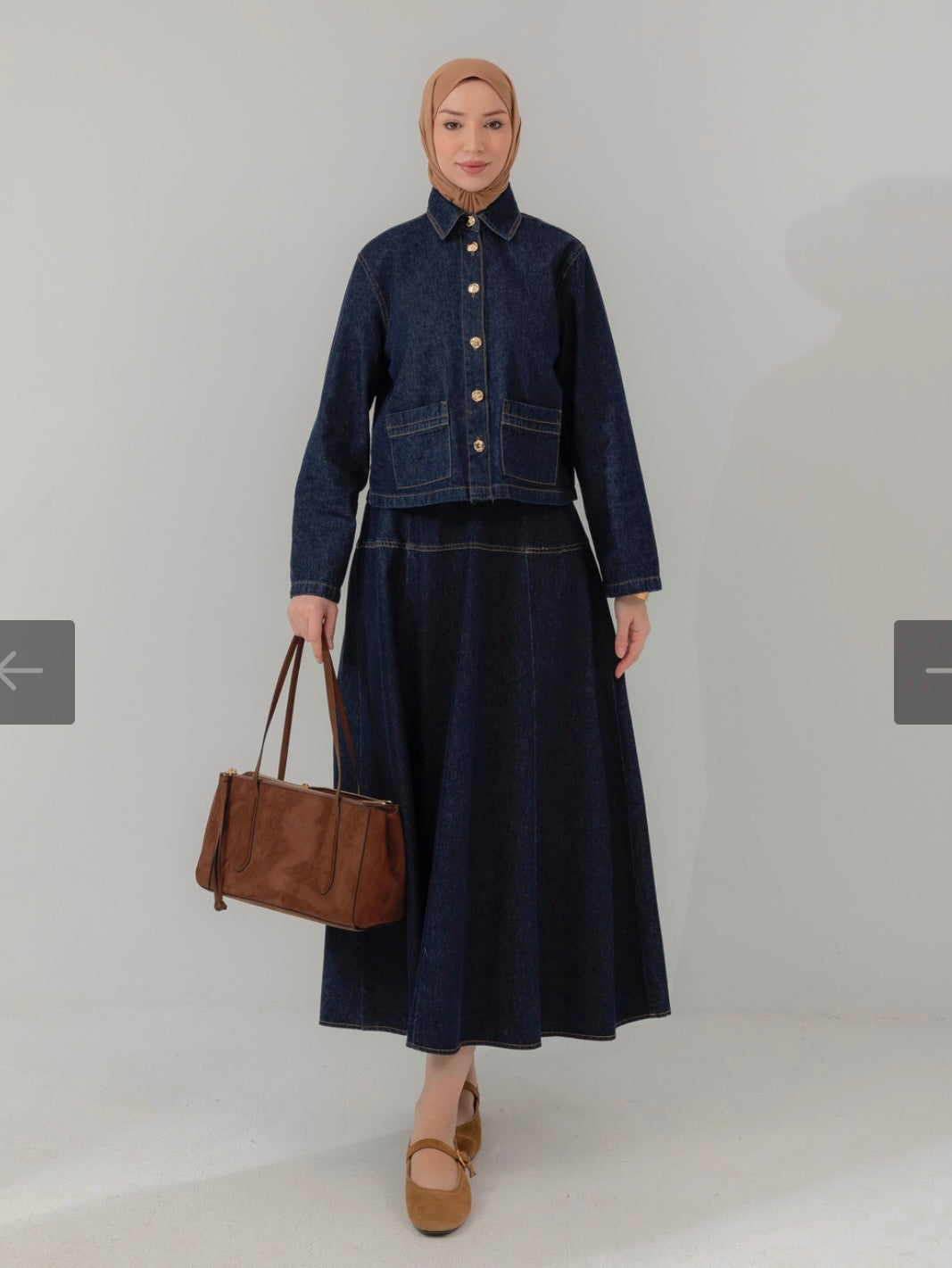 Denim 2-Teiler mit Rock