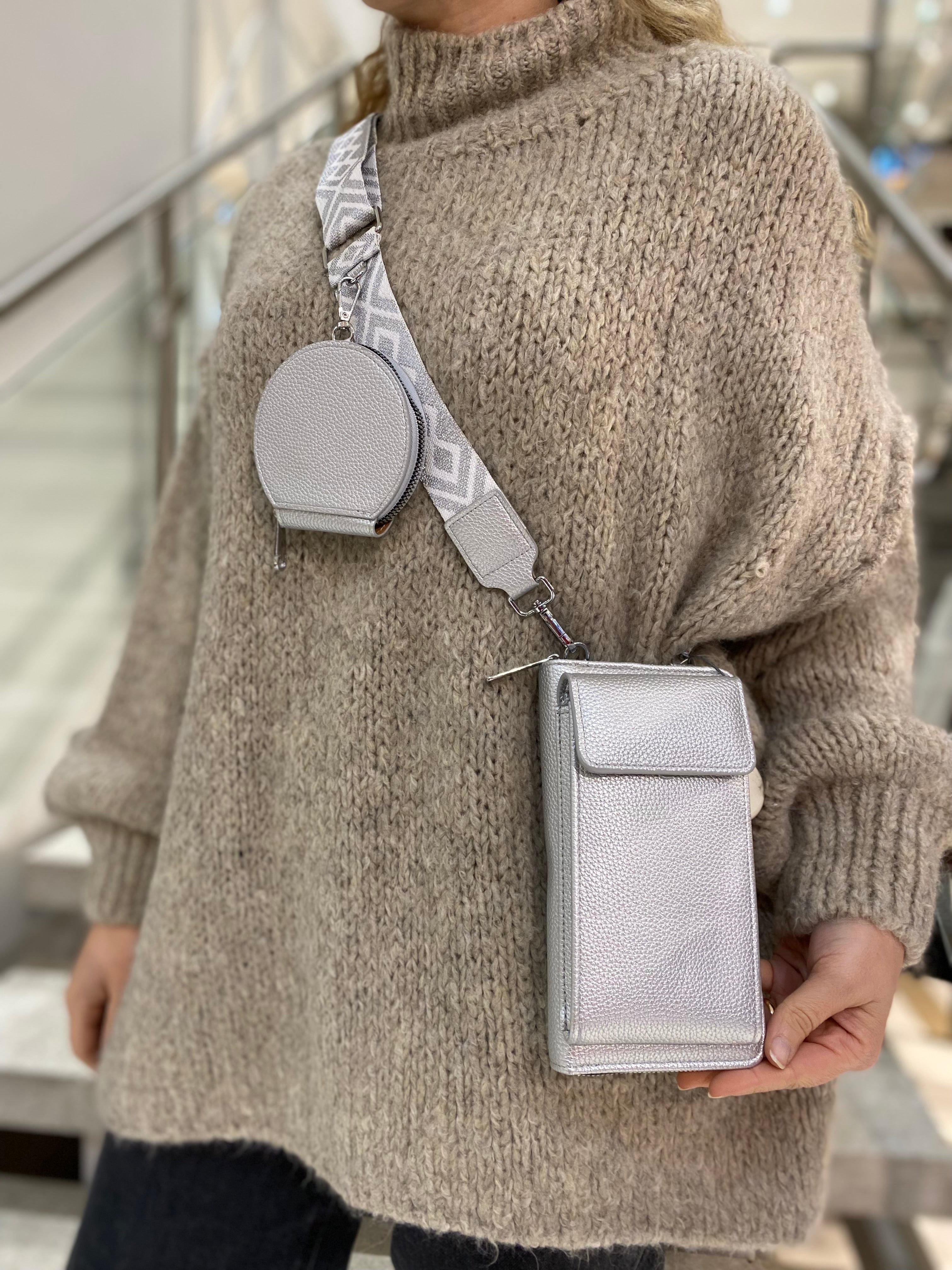 Pale purse cell phone bag with pocket belt