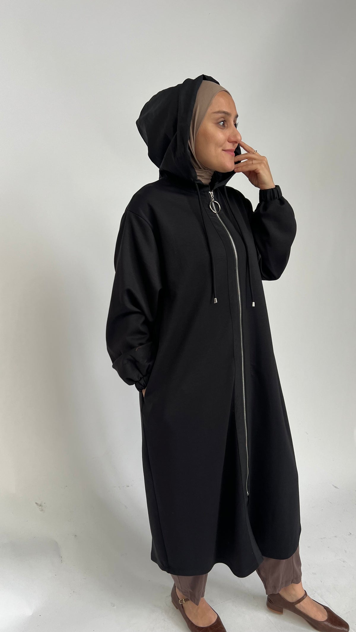 Lange Sweatjacke