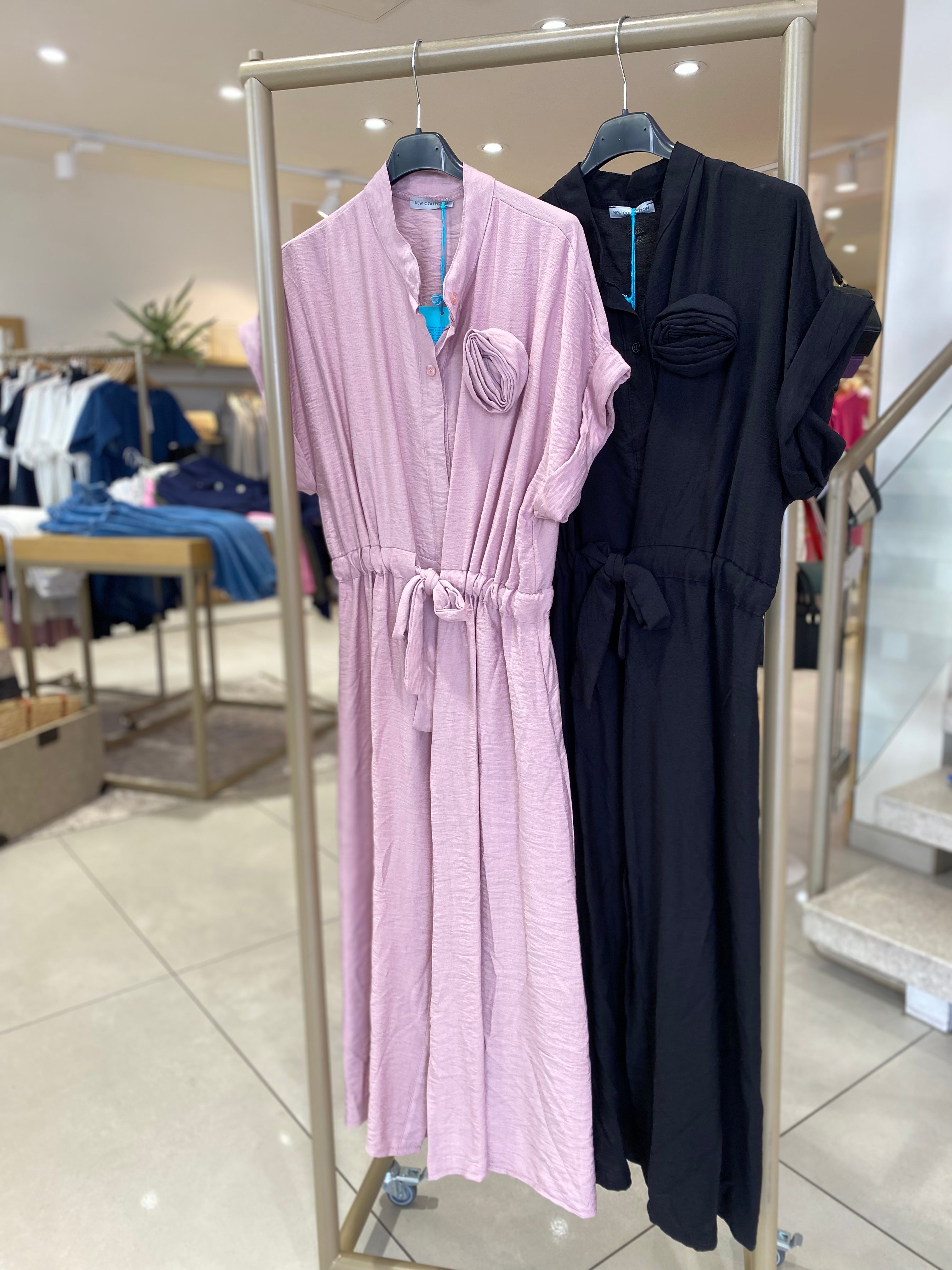 Viskose Kleid mit Blumen Details