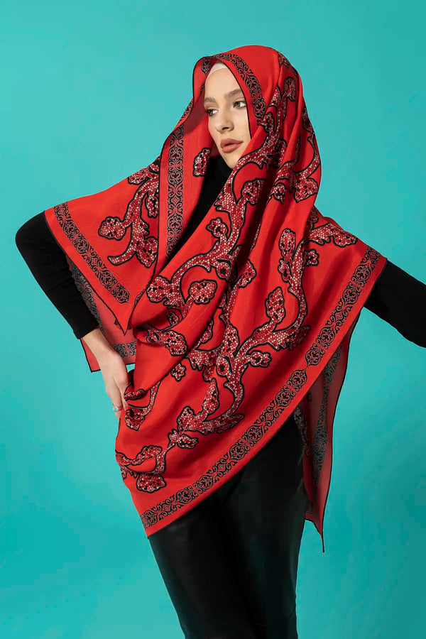 IMANNOOR Hijab Three Ivy in Rot