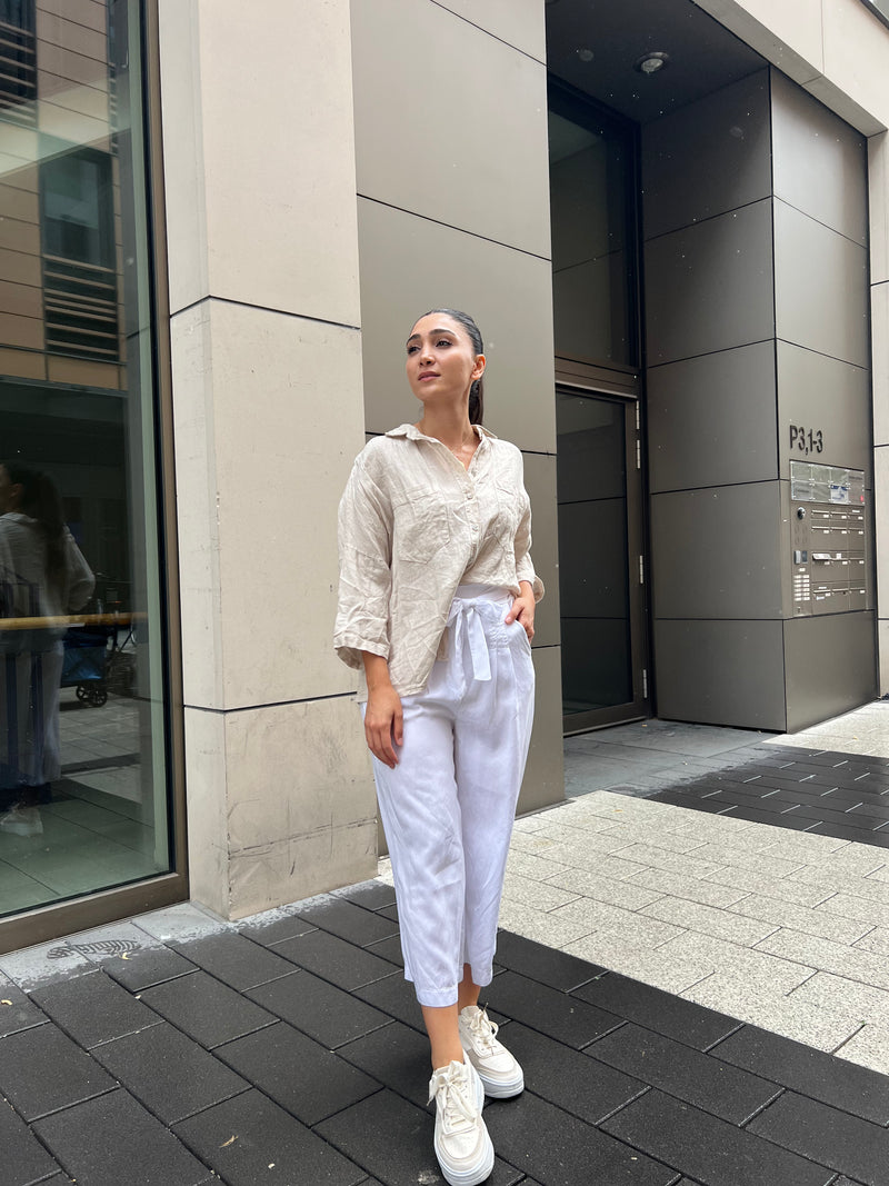 Leinen Bluse mit Taschen
