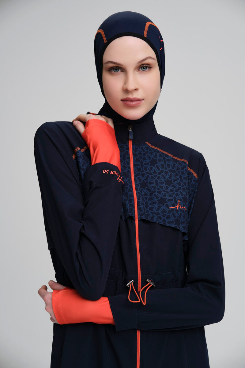 Hijab Beachwear Hasema Performance in Navy-Orange