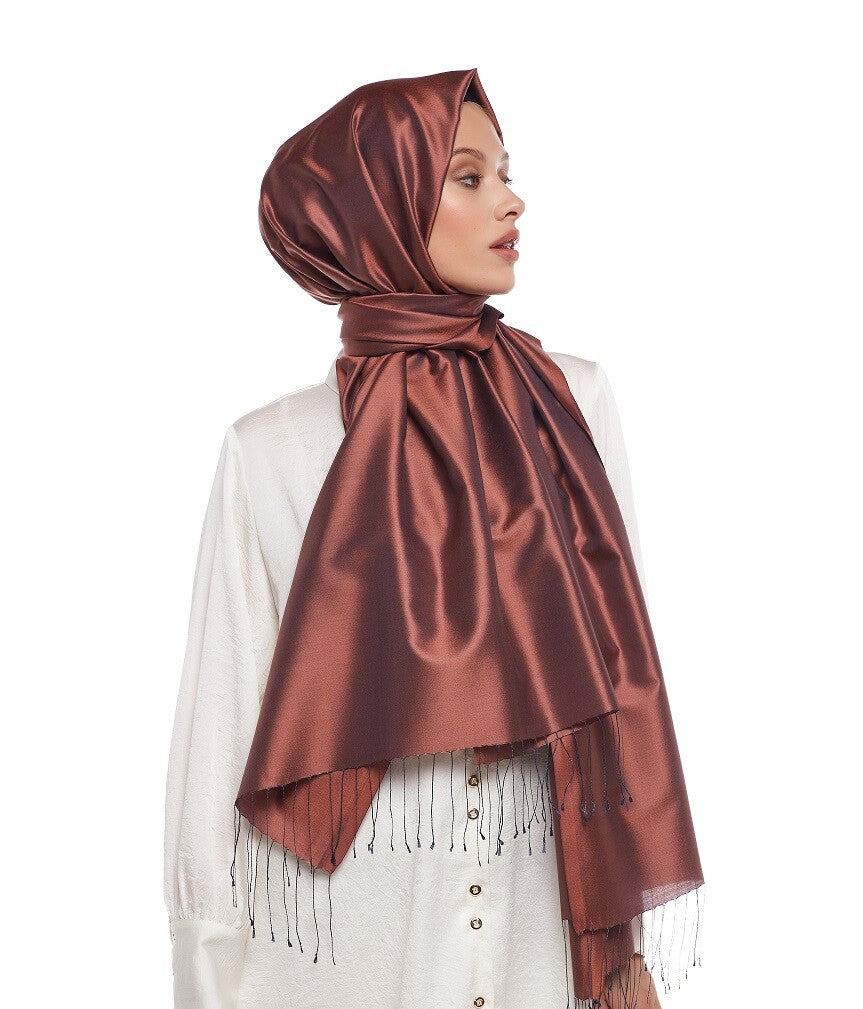 Ipekevi silk scarf in copper red